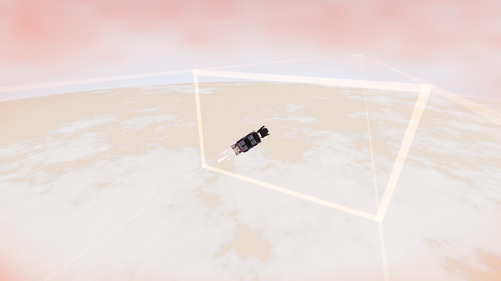 Entering Delion's atmosphere: the ship in its plasma glow, passing a frame of the tunnel.